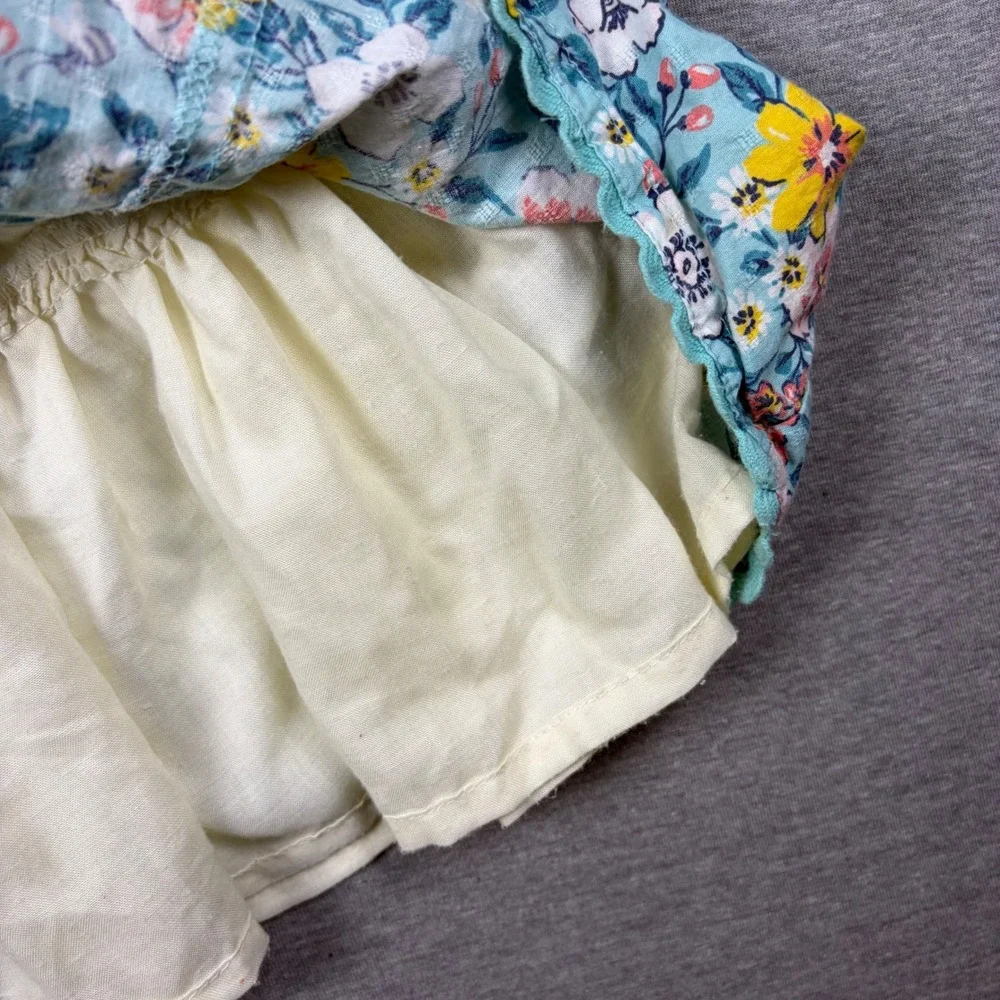 Tommy Bahama Dress Girls 3T Blue Floral Ruffle Smocked Back Bow Sun Dress